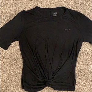 MWOT black cropped knot front VS PINK t-shirt